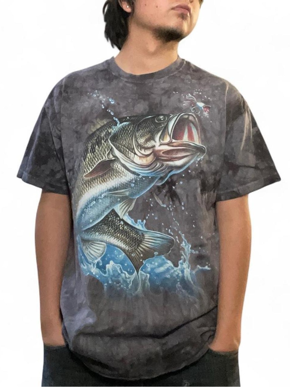 The Mountain Largemouth Bass Fishing Tie Dye Graphic T-Shirt‎
